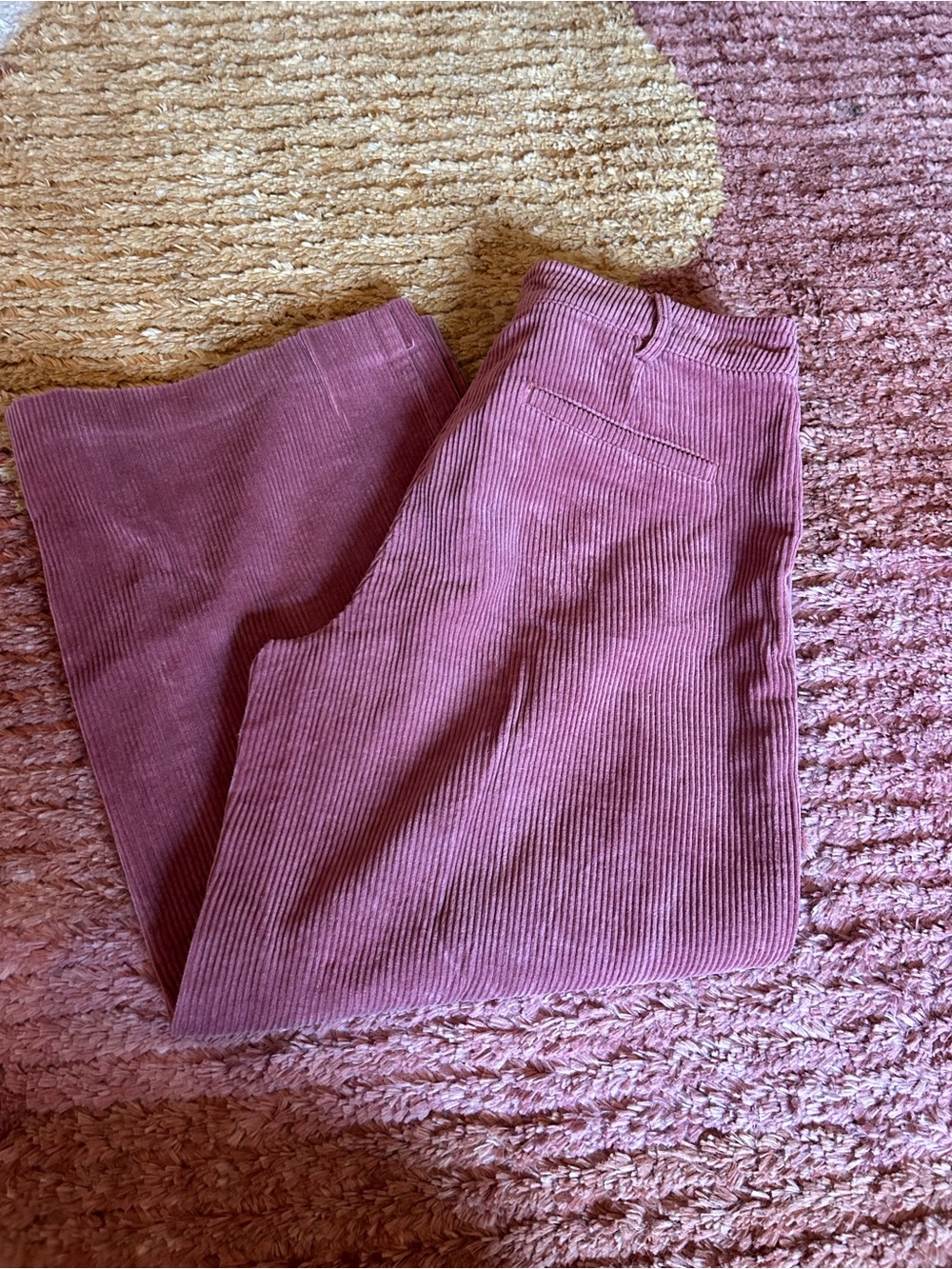 Zara Pink Corduroy Cropped Pants with Front Zip